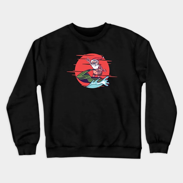 Jet Ski Santa Cartoon Crewneck Sweatshirt by SLAG_Creative